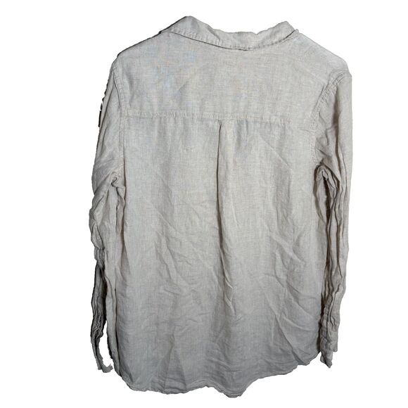 Gap Shirt Women's Medium 100% Linen Button Up Long Sleeve Collared Shirt Top - Picture 2 of 8